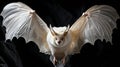 A white bat with wings spread. Generative AI. Royalty Free Stock Photo