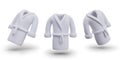White bathrobe with belt. Vector object in different positions. Clothes for bath, shower, sauna Royalty Free Stock Photo