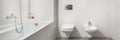 Bathroom with white bathtub, panorama Royalty Free Stock Photo