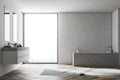 White bathroom interior, gray tub Royalty Free Stock Photo