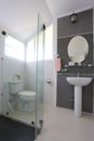 White bathroom of interior and have sanitary ware.