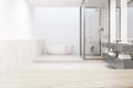 White bathroom with a shower blur Royalty Free Stock Photo