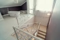 White bathroom and staircase in modern contemporary house interior Royalty Free Stock Photo