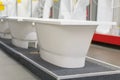 White bathtubs in a hardware store Royalty Free Stock Photo