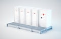 White battery energy storage system installed on support construction