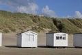 White beach cabins at Lokken beach, Denmark