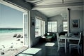 White beach house interior. Grotto Bay, South Africa Royalty Free Stock Photo