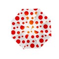 White beach umbrella with red polka dots on a white background, vector Royalty Free Stock Photo