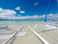 White beaches of Boracay Philippines. Turquoise sea. Green palm trees