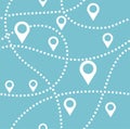 Map, routes, beacons, seamless pattern, monochrome, blue, vector