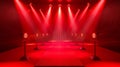 White beams for an award show or gala concert, spotlight background with glowing stage lights. Empty illuminated runway Royalty Free Stock Photo