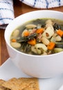 White bean bacon and kale soup Royalty Free Stock Photo