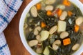 White bean bacon and kale soup Royalty Free Stock Photo