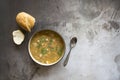 White Bean Chicken Chili with Bread Royalty Free Stock Photo