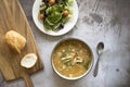 White Bean Chicken Chili with a Salad Royalty Free Stock Photo