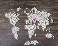 White beans forming map of the world Royalty Free Stock Photo