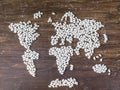 White beans forming map of the world Royalty Free Stock Photo