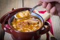 White beans and pork meat stew Royalty Free Stock Photo