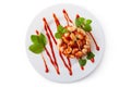 White beans in tomato sauce on a dish Royalty Free Stock Photo
