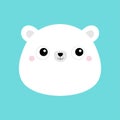 White bear cub face head icon. Cute kawaii animal. Cartoon funny baby character. Kids print for poster, t-shirt cloth. Love card. Royalty Free Stock Photo