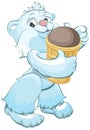 White bear holding chocolate ice cream cone Royalty Free Stock Photo