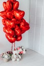 White Bear Toy with Red Gift Balloons Royalty Free Stock Photo