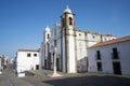 White beautiful antique Church in Monsaraz street in Alentejo, Portugal