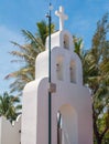 White Beautiful Catholic Church in the center of Playa del Carme