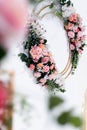 White Beautiful Floral Pattern Wedding Backdrop Background. Wedding Ceremony, Marriage, Celebration, Reception, Special Occasion Royalty Free Stock Photo