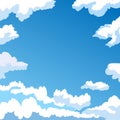 White beautiful fluffy curly clouds against the blue sky. Natural relaxation background Royalty Free Stock Photo