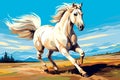 white beautiful horse gallops AI generated