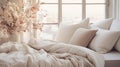 White Bed With Comforter and Pillows