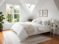 a white bed with white comforters and pillows Royalty Free Stock Photo