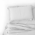White Bed In Empty Space on White, Render Royalty Free Stock Photo