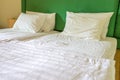 White bed sheets and pillows Royalty Free Stock Photo