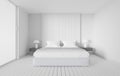 White bedroom interior design 3d render, scandinavian modern style Royalty Free Stock Photo