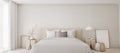 White bedroom interior.Earth tones design. Royalty Free Stock Photo