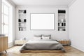 White bedroom interior, poster, front Royalty Free Stock Photo