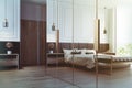 White bedroom interior reflection toned Royalty Free Stock Photo