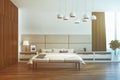 White and beige bedroom interior toned