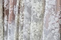 White and beige textile for wedding dresses on shopfront Royalty Free Stock Photo