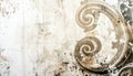 White Beige Vintage Wall Texture with Brown Scroll Pattern Royalty Free Stock Photo