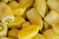 White bell pepper in the bazaar as a background in a box in Ukraine