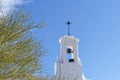 white bell tower on Ajo, Arizona Federated Church