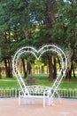 White bench with back in the form of hearts, Kyiv