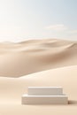 A white bench in the middle of a desert