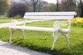 White bench in the park Royalty Free Stock Photo