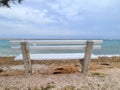 White Bench with Seaview Royalty Free Stock Photo