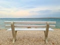 White Bench with Seaview Royalty Free Stock Photo