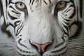White bengal tiger. Free wild tiger, macro. The gaze of piercing eyes. Strength and power of wild beast. Noble proud